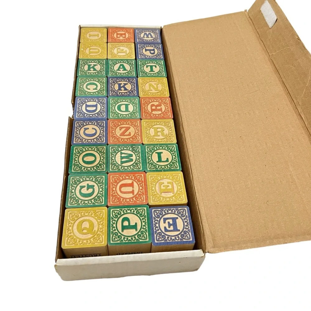 Alphabet Building Blocks The ABC’s of Character Set of 27 Textured VTG Blocks